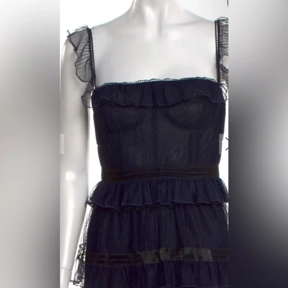 Jonathan Simkhai Black Midi Dress bustier 2 xs - Picture 2 of 8
